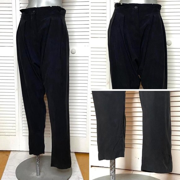 AllSaints Spitalfields Black Silk Dropped Waist Jodhpur Trousers Pants UK8 US 4 - Picture 1 of 6